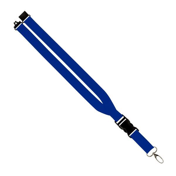 Polyester Maverick Lanyard w/ Slide Buckle Release, Silver Metal Oval & Convenience Release,  1"