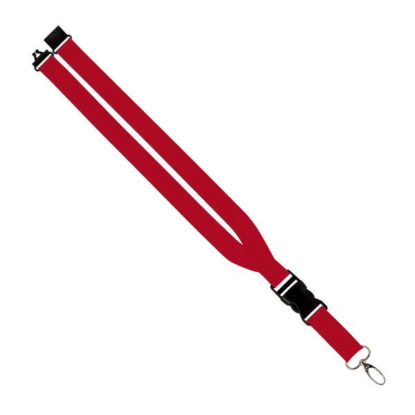 Polyester Maverick Lanyard w/ Slide Buckle Release, Silver Metal Oval & Convenience Release,  1"
