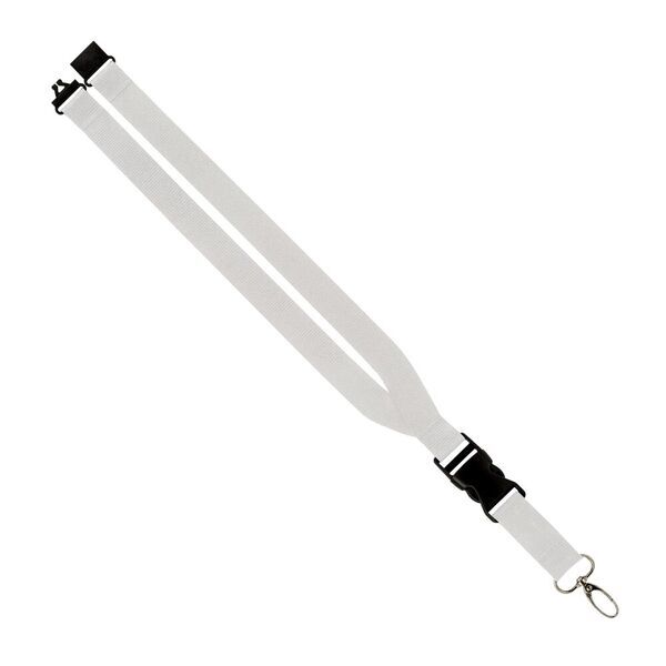 Polyester Maverick Lanyard w/ Slide Buckle Release, Silver Metal Oval & Convenience Release,  1"