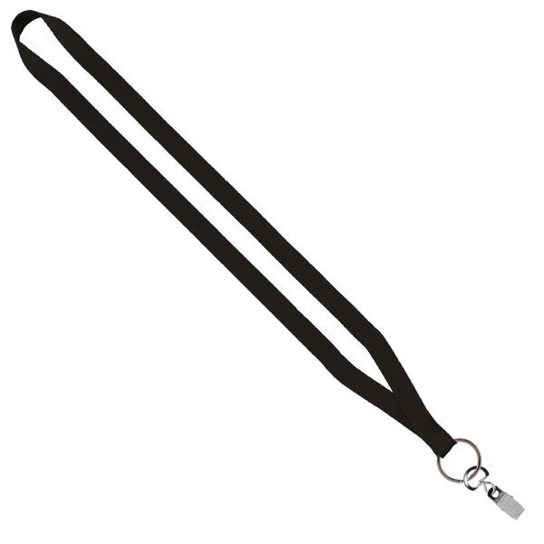 Polyester Lanyard with Sewn Metal Bulldog Clip, 1/2"