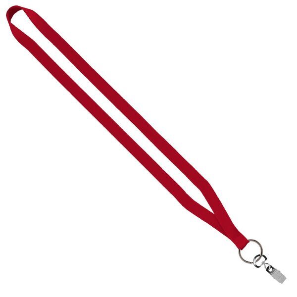 Polyester Lanyard with Sewn Metal Bulldog Clip, 1/2"