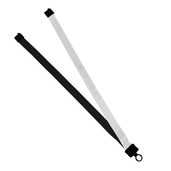 Multi color (left and right) Polyester Lanyard with Plastic Clamshell, 3/4"