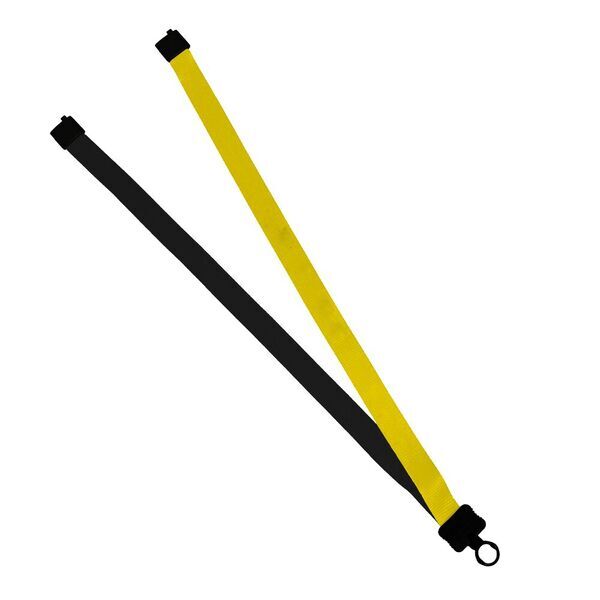 Multi color (left and right) Polyester Lanyard with Plastic Clamshell, 3/4"