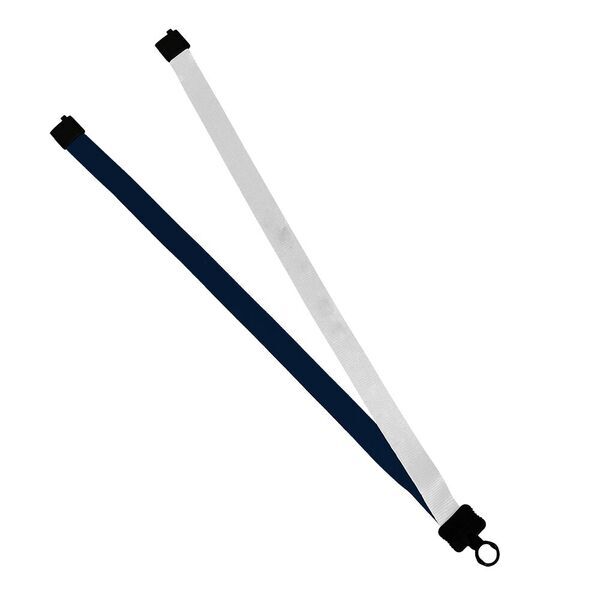 Multi color (left and right) Polyester Lanyard with Plastic Clamshell, 3/4"