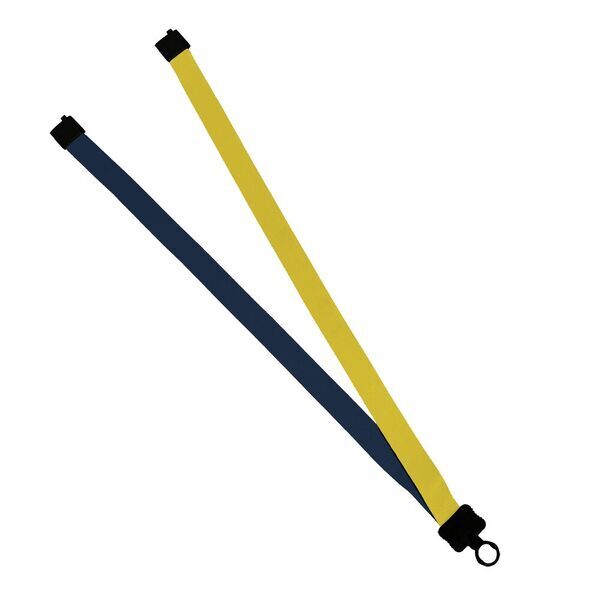 Multi color (left and right) Polyester Lanyard with Plastic Clamshell, 3/4"