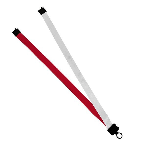 Multi color (left and right) Polyester Lanyard with Plastic Clamshell, 3/4"