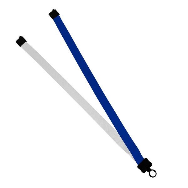 Multi color (left and right) Polyester Lanyard with Plastic Clamshell, 3/4"