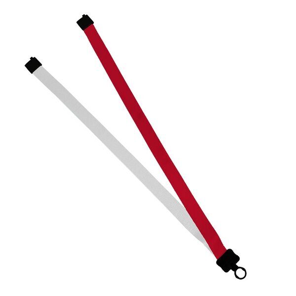 Multi color (left and right) Polyester Lanyard with Plastic Clamshell, 3/4"