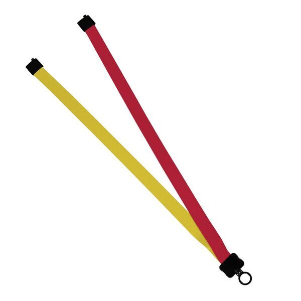Multi color (left and right) Polyester Lanyard with Plastic Clamshell, 3/4"
