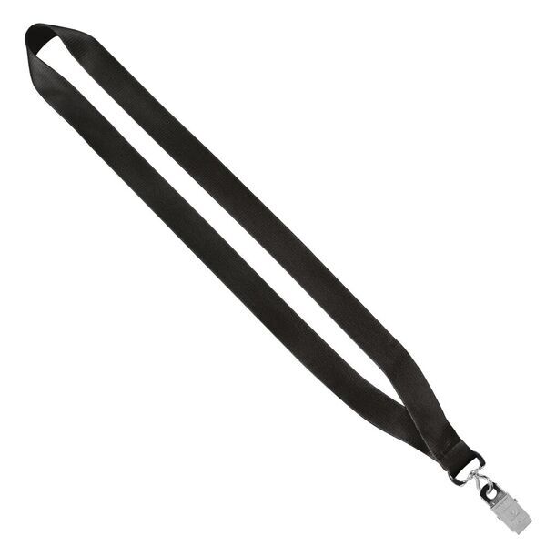 Economy Polyester Lanyard with Sewn Silver Tone Metal Bulldog Clip, 3/4"