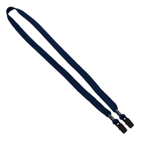Double-Ended Polyester Shoelace Lanyard with Metal Crimp and Metal Bulldog Clip, 5/8"