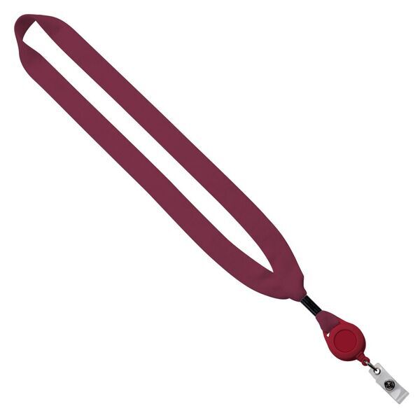 Cotton Lanyard with Metal Crimp & Retractable Badge Reel, 3/4"