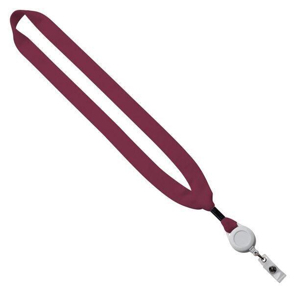 Cotton Lanyard with Metal Crimp & Retractable Badge Reel, 3/4"