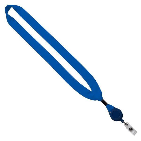 Cotton Lanyard with Metal Crimp & Retractable Badge Reel, 3/4"