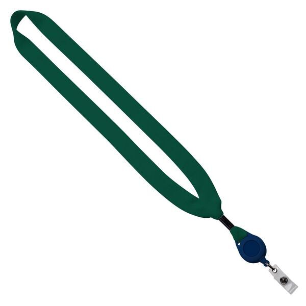 Cotton Lanyard with Metal Crimp & Retractable Badge Reel, 3/4"