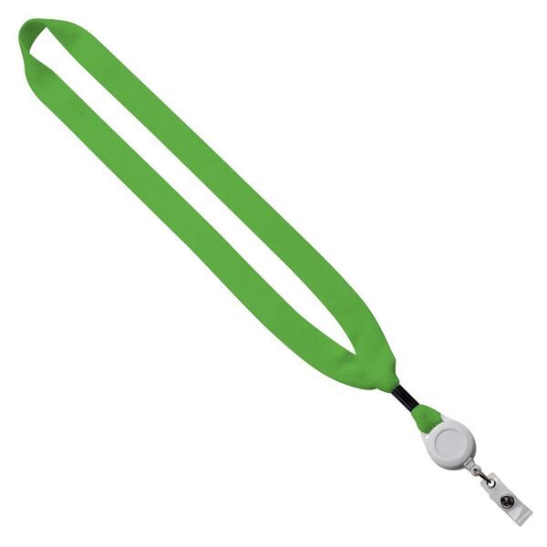 Cotton Lanyard with Metal Crimp & Retractable Badge Reel, 3/4"