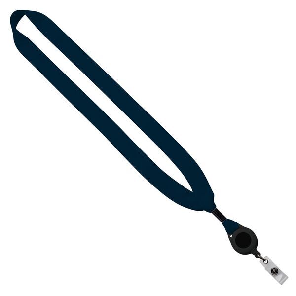 Cotton Lanyard with Metal Crimp & Retractable Badge Reel, 3/4"