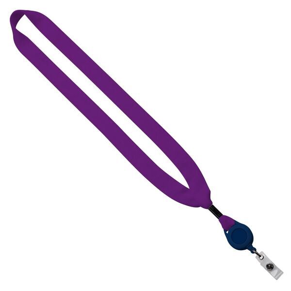 Cotton Lanyard with Metal Crimp & Retractable Badge Reel, 3/4"