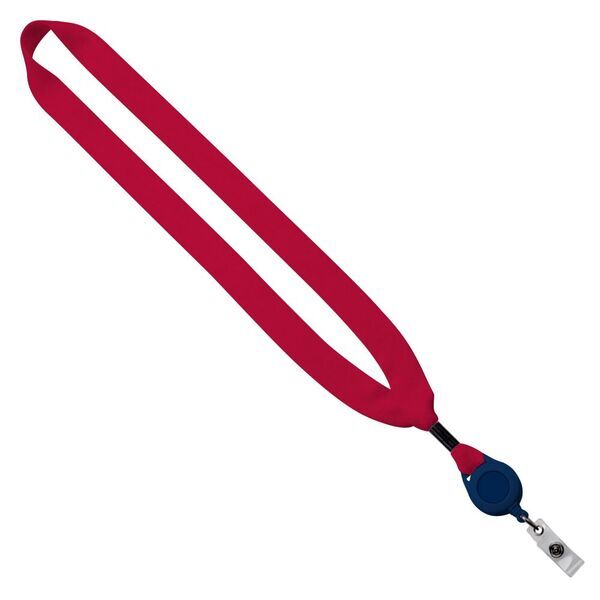 Cotton Lanyard with Metal Crimp & Retractable Badge Reel, 3/4"