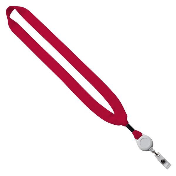Cotton Lanyard with Metal Crimp & Retractable Badge Reel, 3/4"