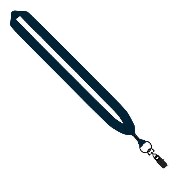 Cotton Lanyard with Metal Crimp & Metal Bulldog Clip, 1"