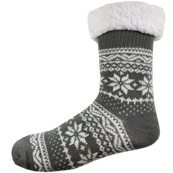 Sherpa Lined Snowflake Design Knit Socks