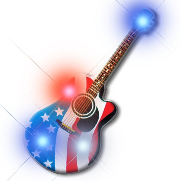 Guitar Patriotic Flashing LED Lapel Pin
