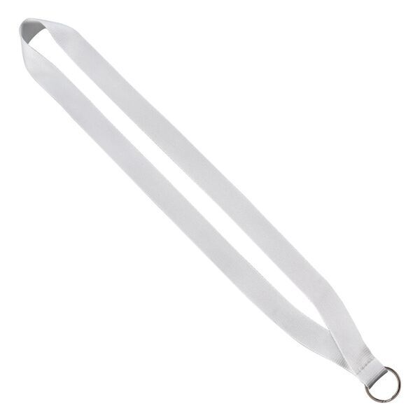 Polyester Lanyard with Sewn Silver Metal Split-Ring, 3/4"