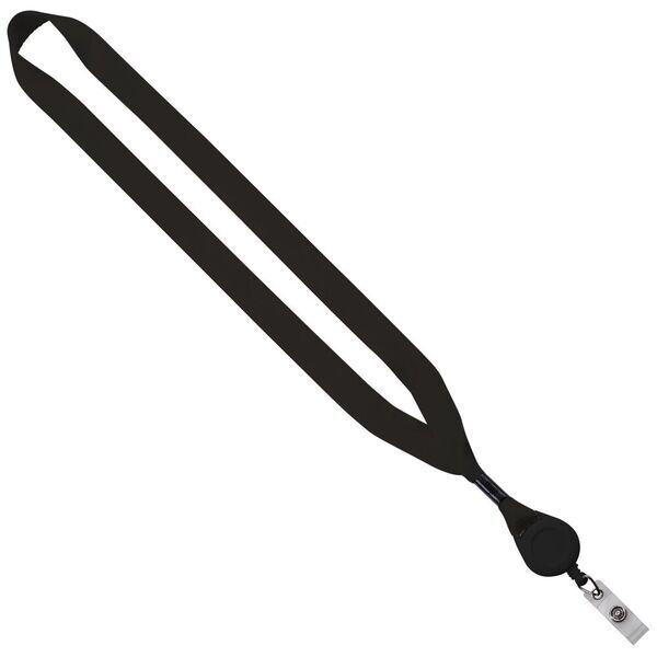 Polyester Lanyard with Metal Crimp & Retractable Badge Reel, 3/4"