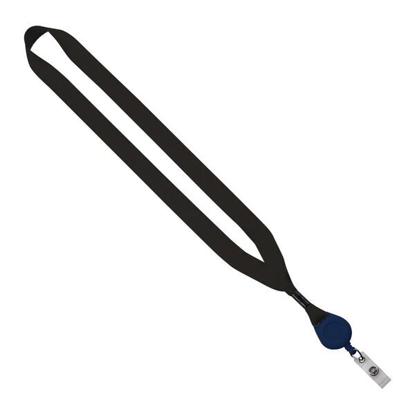 Polyester Lanyard with Metal Crimp & Retractable Badge Reel, 3/4"