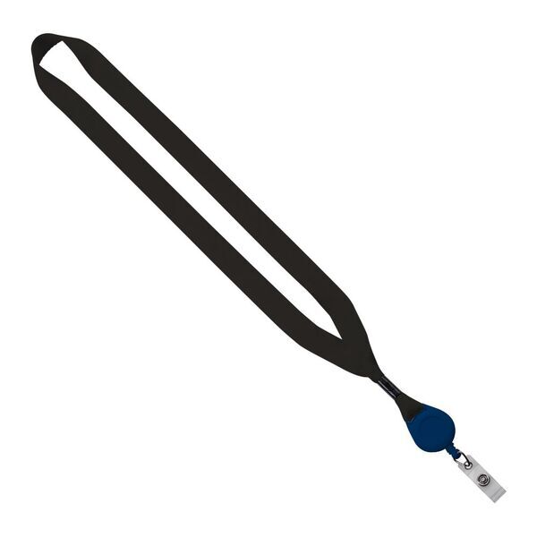Polyester Lanyard with Metal Crimp & Retractable Badge Reel, 3/4"
