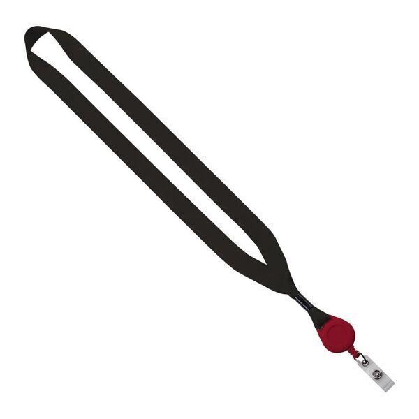 Polyester Lanyard with Metal Crimp & Retractable Badge Reel, 3/4"