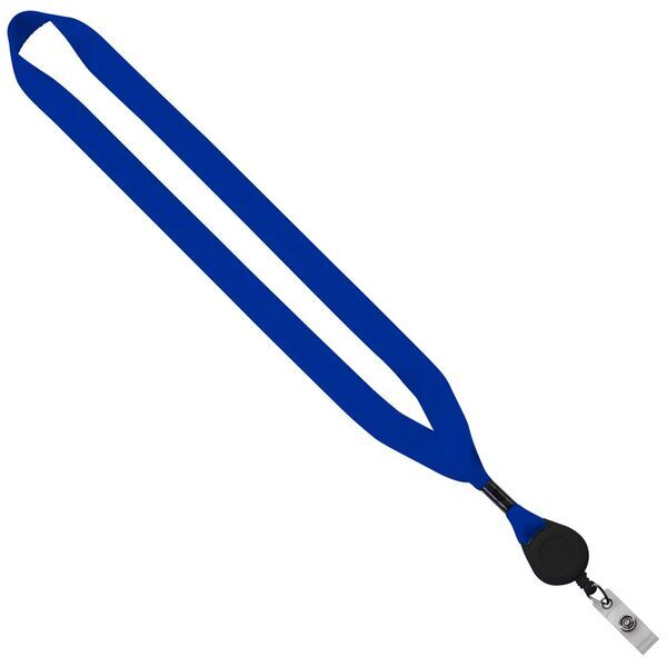 Polyester Lanyard with Metal Crimp & Retractable Badge Reel, 3/4"