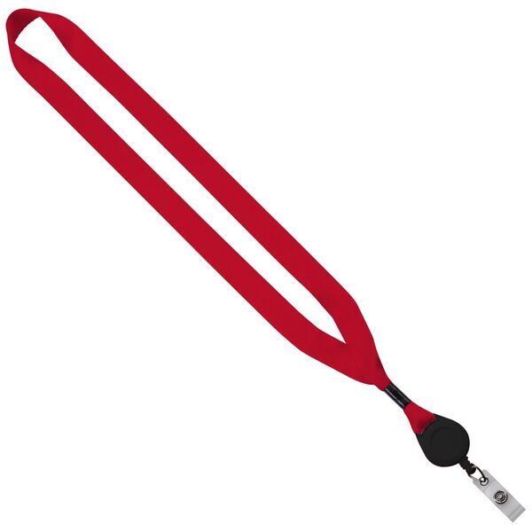 Polyester Lanyard with Metal Crimp & Retractable Badge Reel, 3/4"