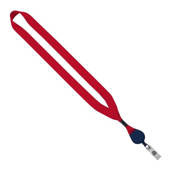 Polyester Lanyard with Metal Crimp & Retractable Badge Reel, 3/4"