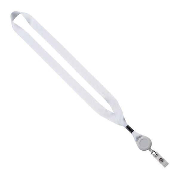 Polyester Lanyard with Metal Crimp & Retractable Badge Reel, 3/4"