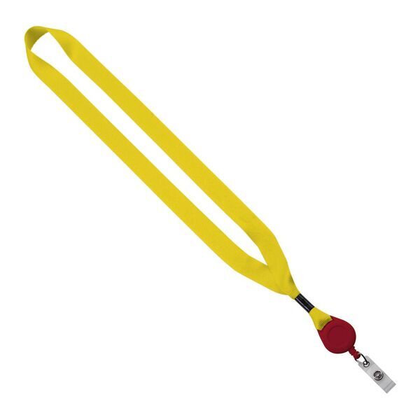 Polyester Lanyard with Metal Crimp & Retractable Badge Reel, 3/4"