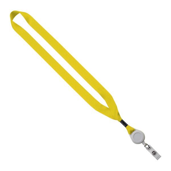 Polyester Lanyard with Metal Crimp & Retractable Badge Reel, 3/4"