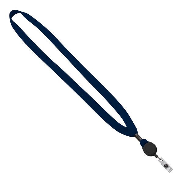 New Polyester "Shoelace" Lanyard with Retractable Badge Reel, 5/8"