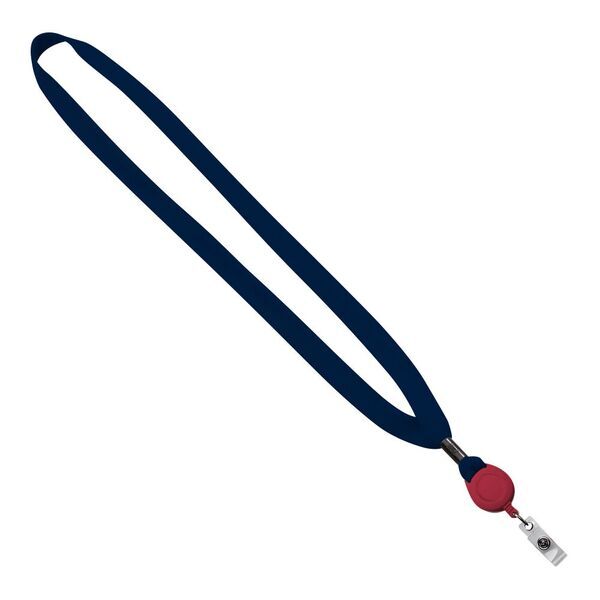 New Polyester "Shoelace" Lanyard with Retractable Badge Reel, 5/8"