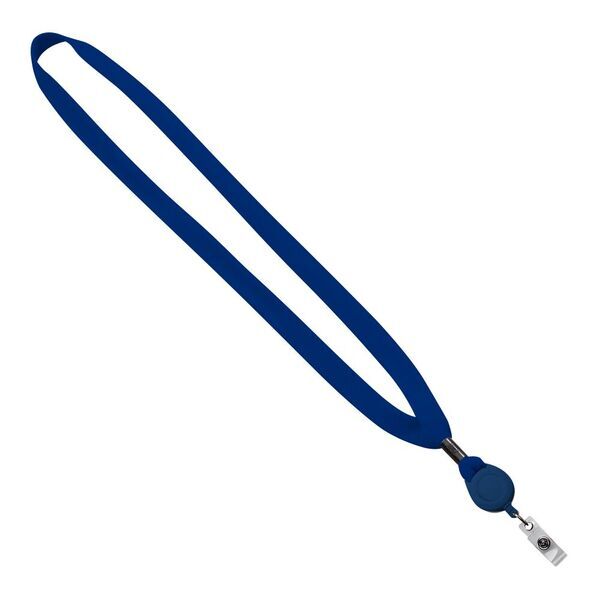 New Polyester "Shoelace" Lanyard with Retractable Badge Reel, 5/8"