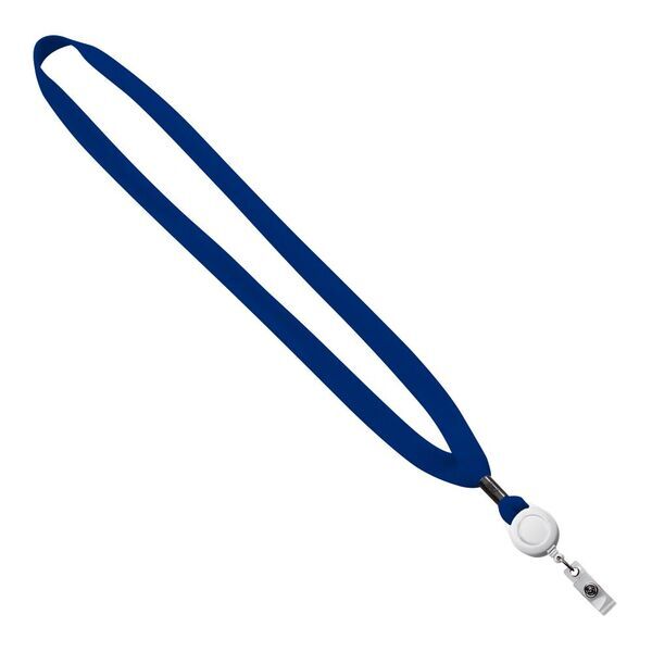 New Polyester "Shoelace" Lanyard with Retractable Badge Reel, 5/8"