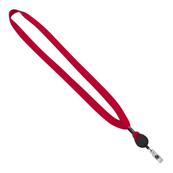New Polyester "Shoelace" Lanyard with Retractable Badge Reel, 5/8"