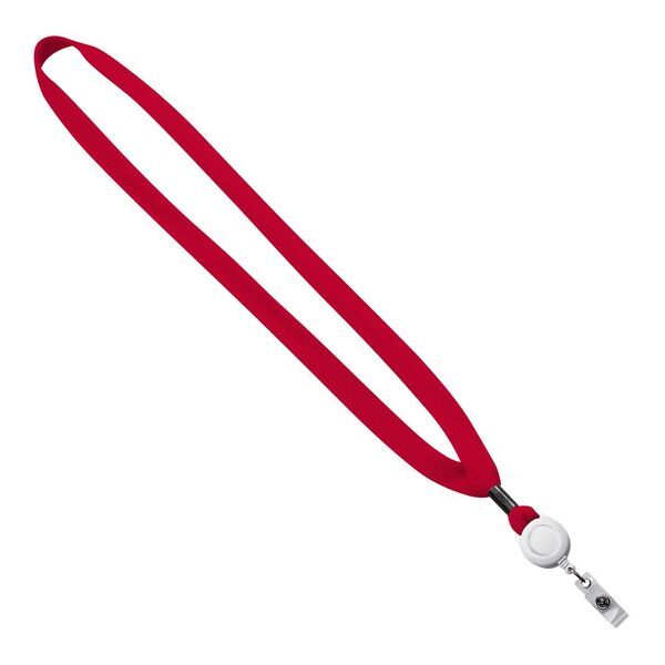 New Polyester "Shoelace" Lanyard with Retractable Badge Reel, 5/8"
