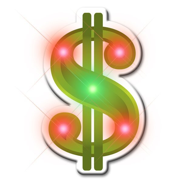 Dollar Sign Flashing LED Lapel Pin