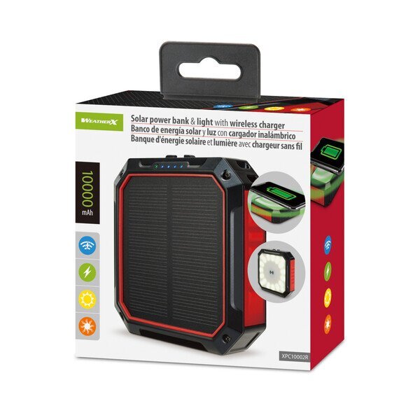 iLive™ Solar Power Bank & Light w/ Wireless Charger, 10000mAh