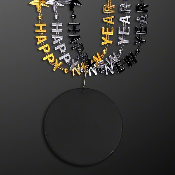Happy New Year Party Bead Necklace with Medallion