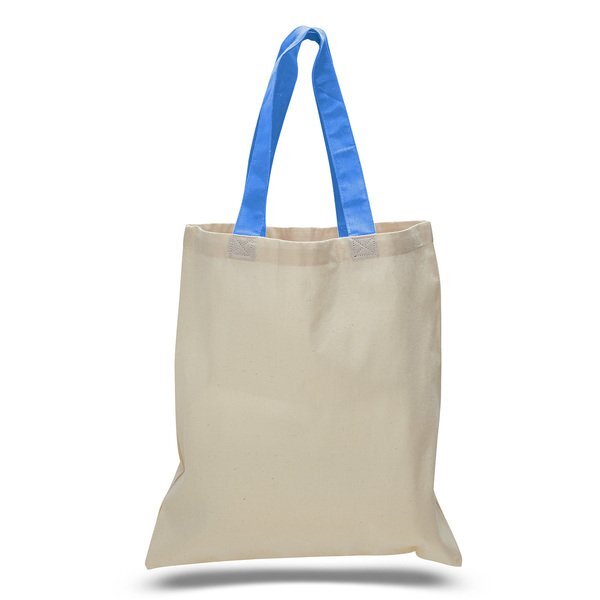 Economical Cotton Tote Bag with Colored Handles