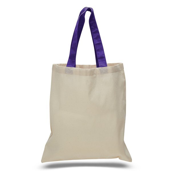 Economical Cotton Tote Bag with Colored Handles