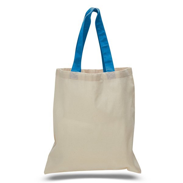 Economical Cotton Tote Bag with Colored Handles